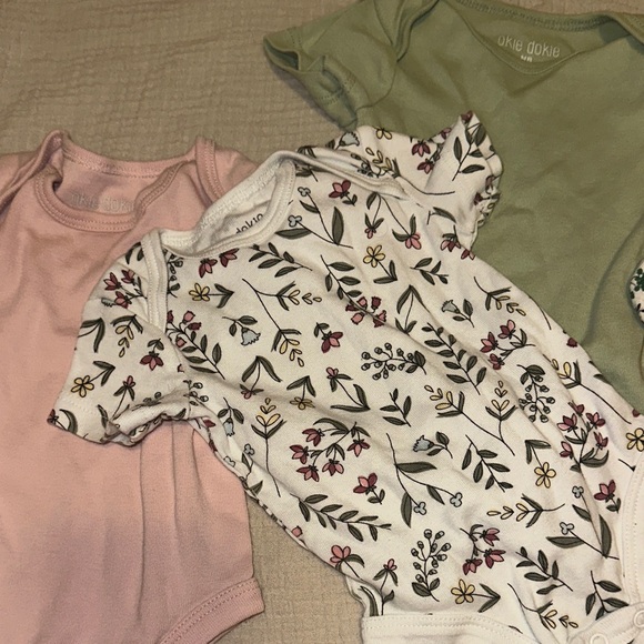 Okie Dokie Bodysuits - Pink, Green, and Floral - Picture 2 of 5